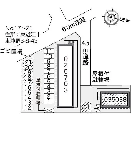 ★手数料０円★東近江市東沖野３丁目 月極駐車場